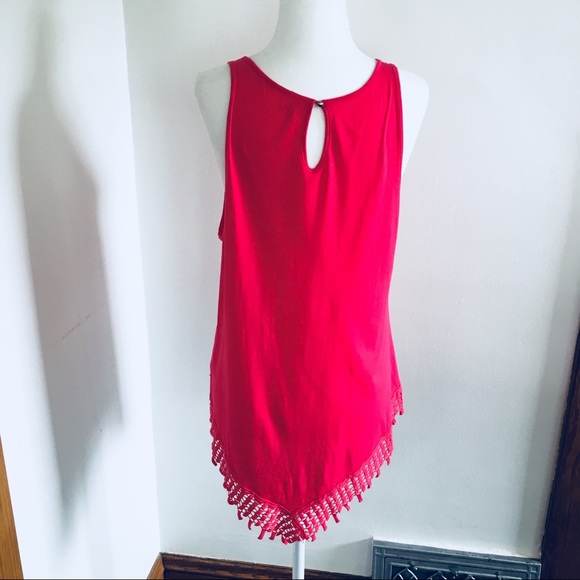 New York & Company Soho Tank Fringe Hot Pink - Picture 2 of 8